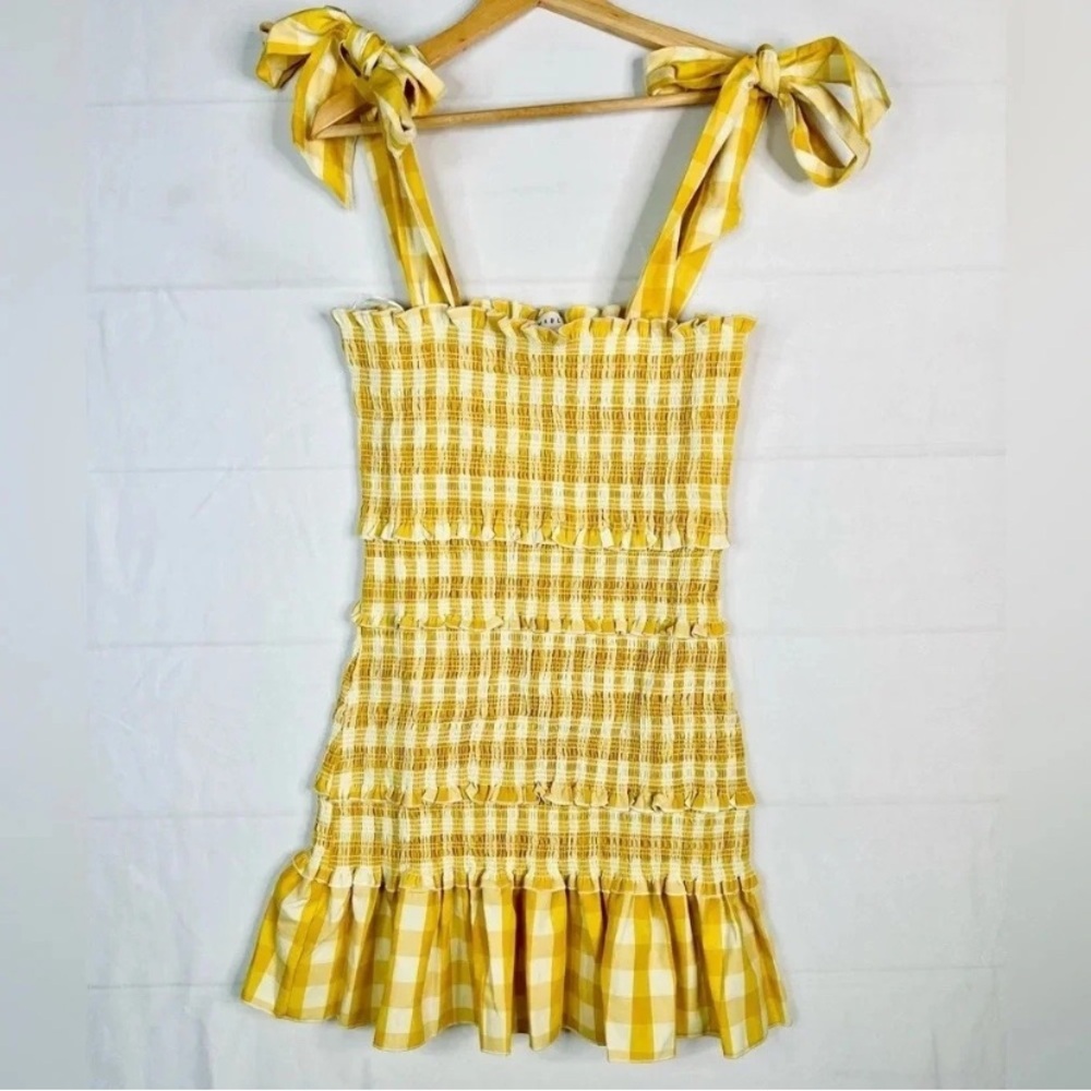 Yellow Plaid Sleeveless Dress